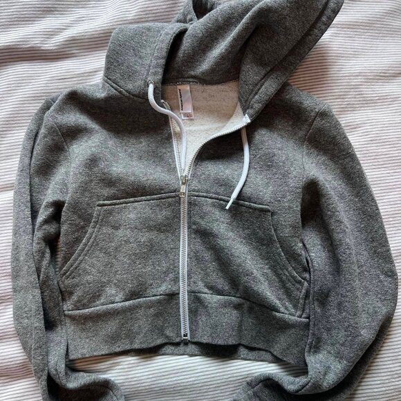 American Apparel Peppered Fleece Cropped Long Sleeve Hoodie - Picture 1 of 1